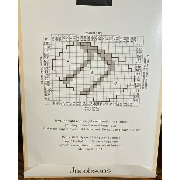 Womens Jacobsons Control Top Pantyhose 645 Sandaltoe Real Brown Sz B Ultra Sheer - Picture 2 of 5